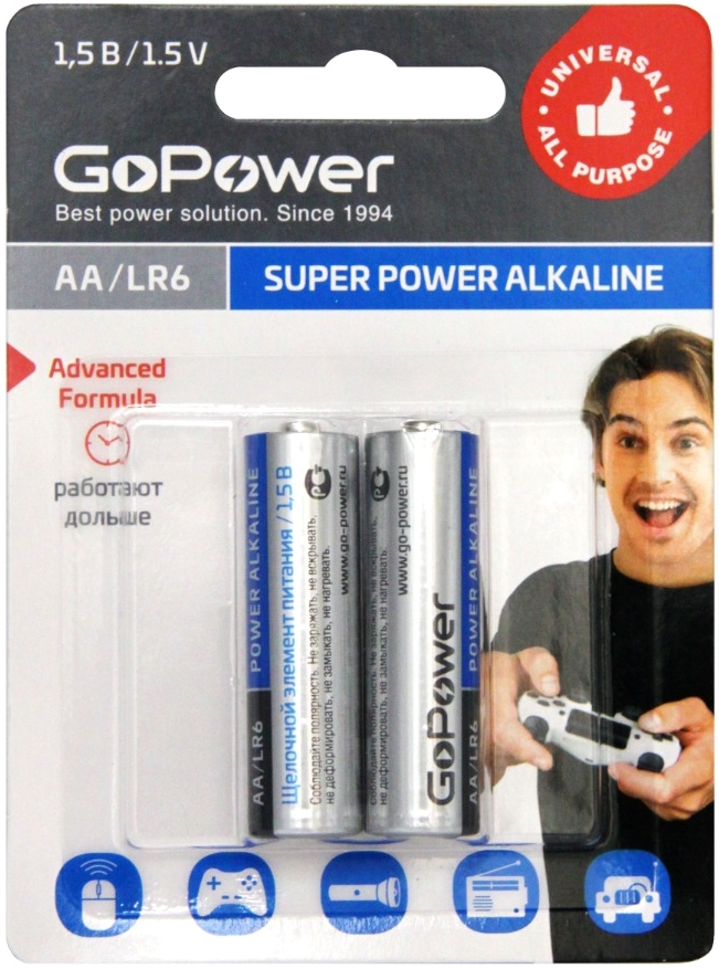 GO POWER - Батарейка Alkaline LR6-AA (2шт. на блистере) /12 /240